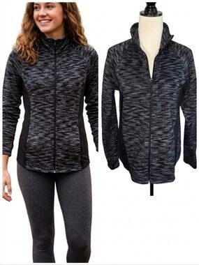 Tek Gear Women’s Black Space-Dye Full-Zip Athletic Jacket Women's Size Large